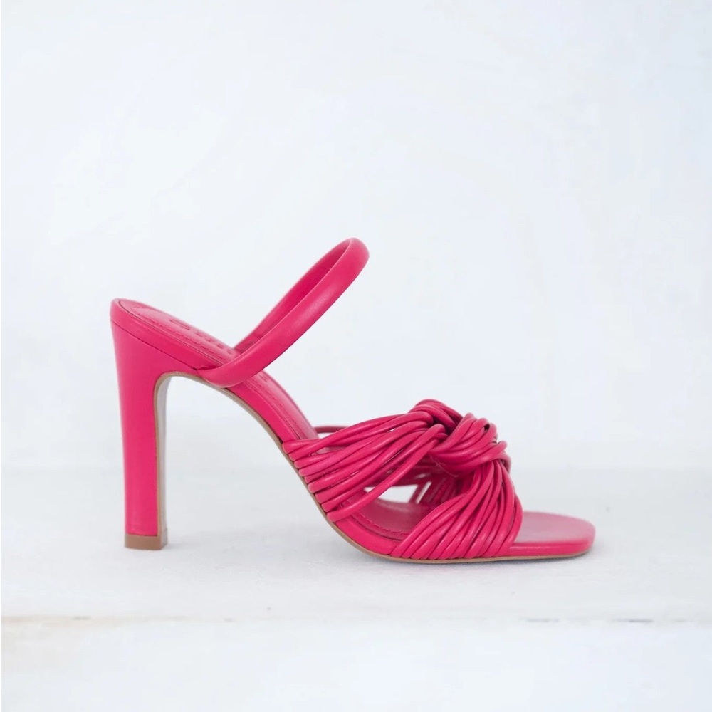 Mercedes Castillo Pink Leather Twisted Strappy Heeled Elodie Sandals